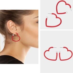 Betsey Johnson red  Heart Hoop Earrings